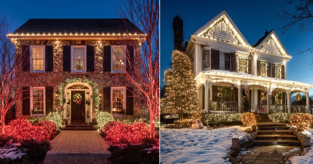 2025 Christmas Holiday Lighting installation on 2 homes