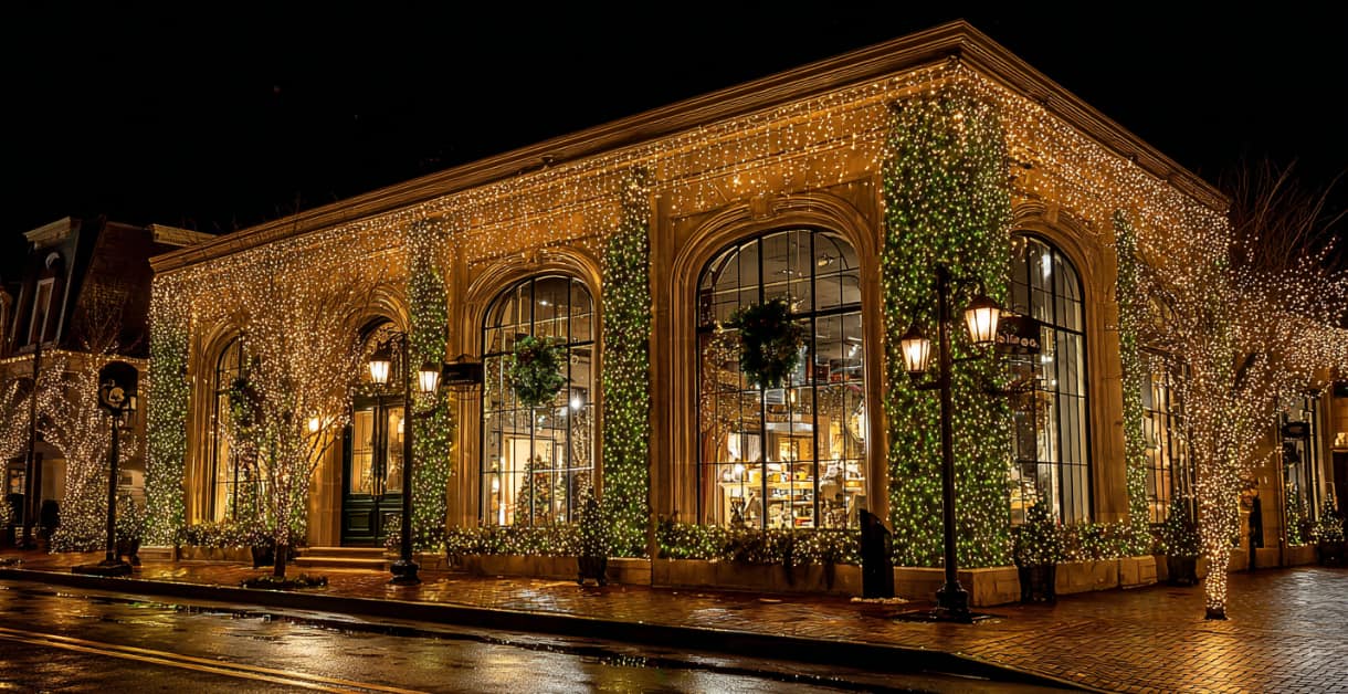 store with holiday lights, Commercial Christmas Lighting Services in Northern NJ by A Brilliant Solution