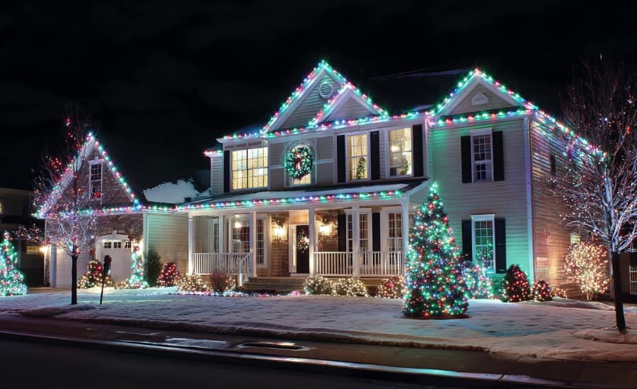 house with Christmas lights, concept of 11 Energy-Efficient Christmas Lighting Tips to Save Energy This Holiday Season